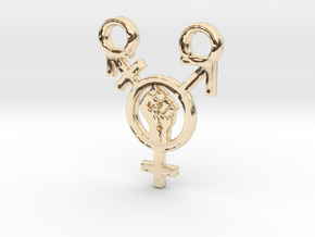 "Keep Fighting" Pendant in 14k Gold Plated Brass