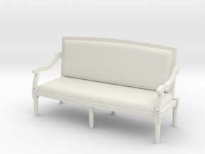 1:48 Louis XVI Sofa Settee with Curved Back in White Natural Versatile Plastic