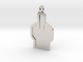 Middle Finger Pendant in Rhodium Plated Brass