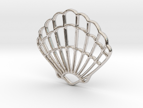 Seashell Pendant Charm in Rhodium Plated Brass