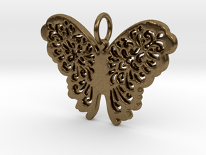 Flourish Lace Butterfly Pendant Charm in Natural Bronze