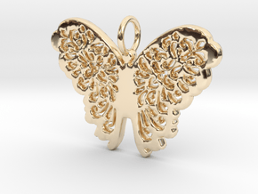 Flourish Lace Butterfly Pendant Charm in 14K Yellow Gold