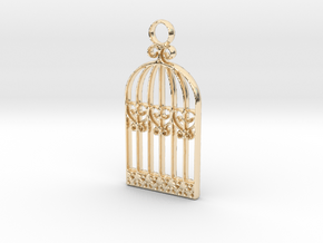 Vintage Birdcage Pendant Charm in 14K Yellow Gold