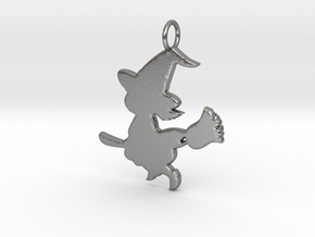 Cartoon Witch Cute Halloween Pendant Charm in Natural Silver