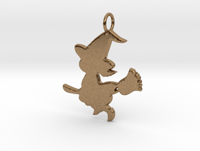 Cartoon Witch Cute Halloween Pendant Charm in Natural Brass