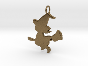 Cartoon Witch Cute Halloween Pendant Charm in Natural Bronze