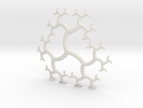 Curved Trivalent Tree Pendant in White Natural Versatile Plastic