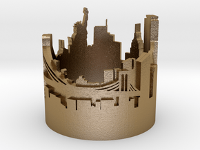 Ring NY New York Skyline in Polished Gold Steel: 9 / 59
