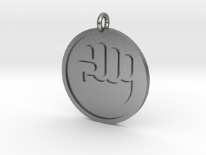 Raised Fist Pendant in Natural Silver