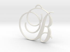 Elegant Script Monogram B Pendant Charm in White Natural Versatile Plastic