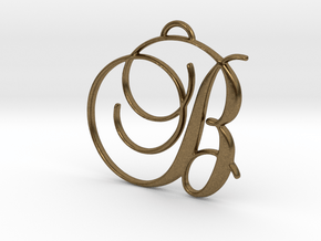 Elegant Script Monogram B Pendant Charm in Natural Bronze