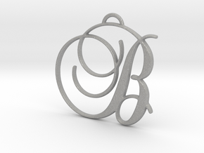 Elegant Script Monogram B Pendant Charm in Aluminum