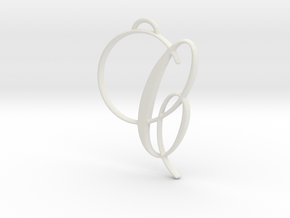Elegant Script Monogram C Pendant Charm in White Natural Versatile Plastic