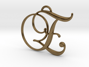Elegant Script Monogram E Pendant Charm in Natural Bronze