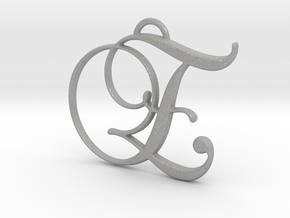 Elegant Script Monogram E Pendant Charm in Aluminum