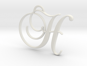 Elegant Script Monogram H Pendant Charm in White Natural Versatile Plastic