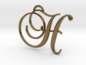 Elegant Script Monogram H Pendant Charm in Natural Bronze