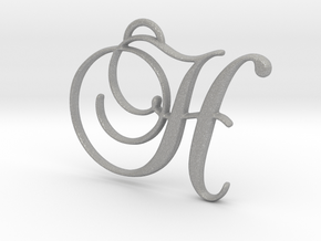 Elegant Script Monogram H Pendant Charm in Aluminum