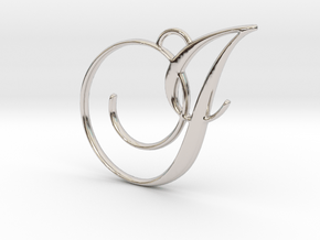 Elegant Script Monogram I Pendant Charm in Platinum