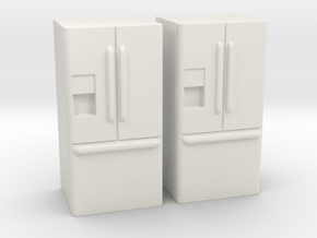 3-Door French Door Refrigerator 1-87 HO Scale in White Natural Versatile Plastic