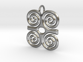 Adinkra-Strength Pendant (small) in Natural Silver