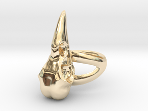 Crow skull ring  in 14K Yellow Gold