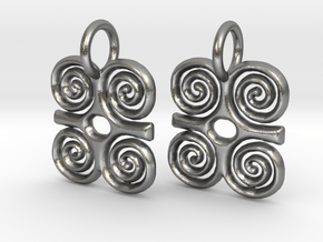 Adinkra-StrengthCharms (pair) in Natural Silver