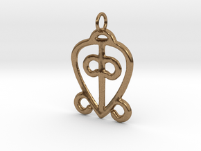 Power of Love Pendant (small) in Natural Brass