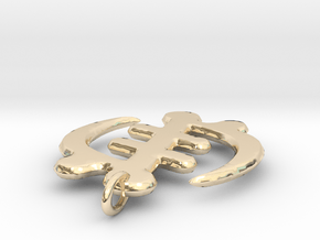 Gye Nyame -round Edges in 14k Gold Plated Brass