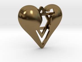 Israel in Heart Pendant in Polished Bronze