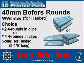 Hasbro 40mm Bofors ammo sets of 2 or 4 in White Processed Versatile Plastic: Small