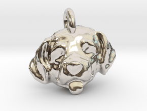 Labrador Puppy Pendant in Rhodium Plated Brass