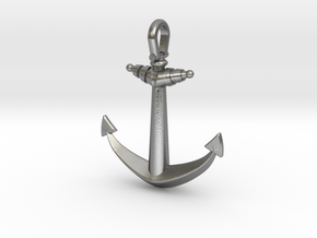 Ship anchor in Natural Silver