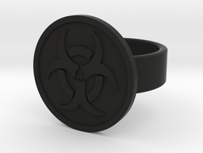 Biohazard Ring in Black Natural Versatile Plastic: 8 / 56.75