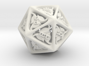 Tengwar Elvish D20 in White Natural Versatile Plastic: Small