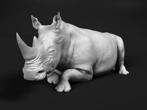 White Rhinoceros 1:72 Lying Female in Tan Fine Detail Plastic