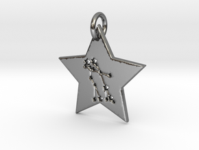 Gemini Constellation Pendant in Polished Silver