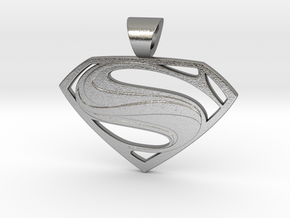 Superman pendant in Natural Silver: Small