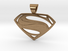 Superman pendant in Natural Brass: Small