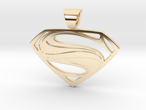 Superman pendant in 14K Yellow Gold: Small