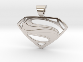 Superman pendant in Rhodium Plated Brass: Small
