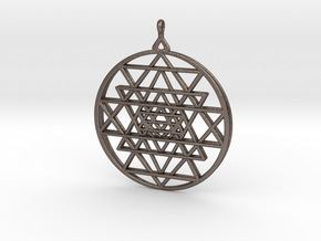 2.5D Sri-Yantra  6.3cm (All Metals) in Polished Bronzed Silver Steel
