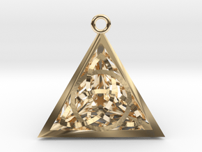 Triquertahedron Pendant 1.2" in 14k Gold Plated Brass