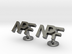 Personalised cufflinks NPF in Polished Silver