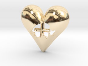 Switzerland (Suisse) in Heart Pendant in 14k Gold Plated Brass