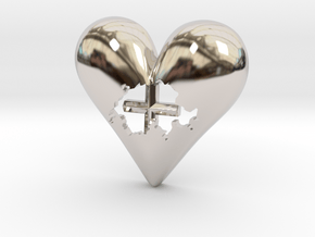 Switzerland (Suisse) in Heart Pendant in Rhodium Plated Brass
