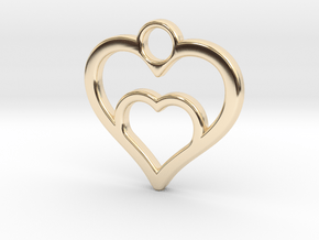 Heart in heart in 14k Gold Plated Brass: Small