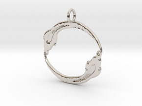 Circled Snake Pendant in Rhodium Plated Brass