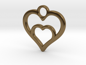Heart in heart in Polished Bronze: Small