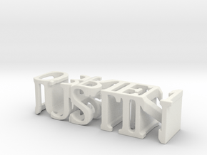 3dWordFlip: JUSTIN/OBRIEN in White Natural Versatile Plastic